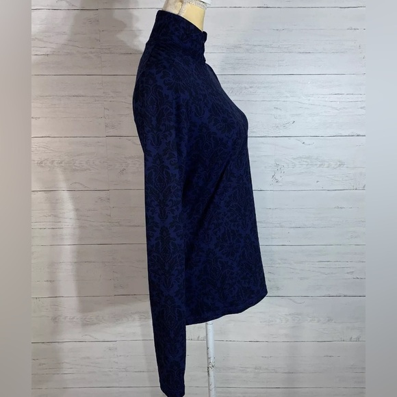 Eddie Bauer 1/4 Zip Pullover Women’s Small Paisley poly Spandex Blurple Slits - Picture 3 of 9